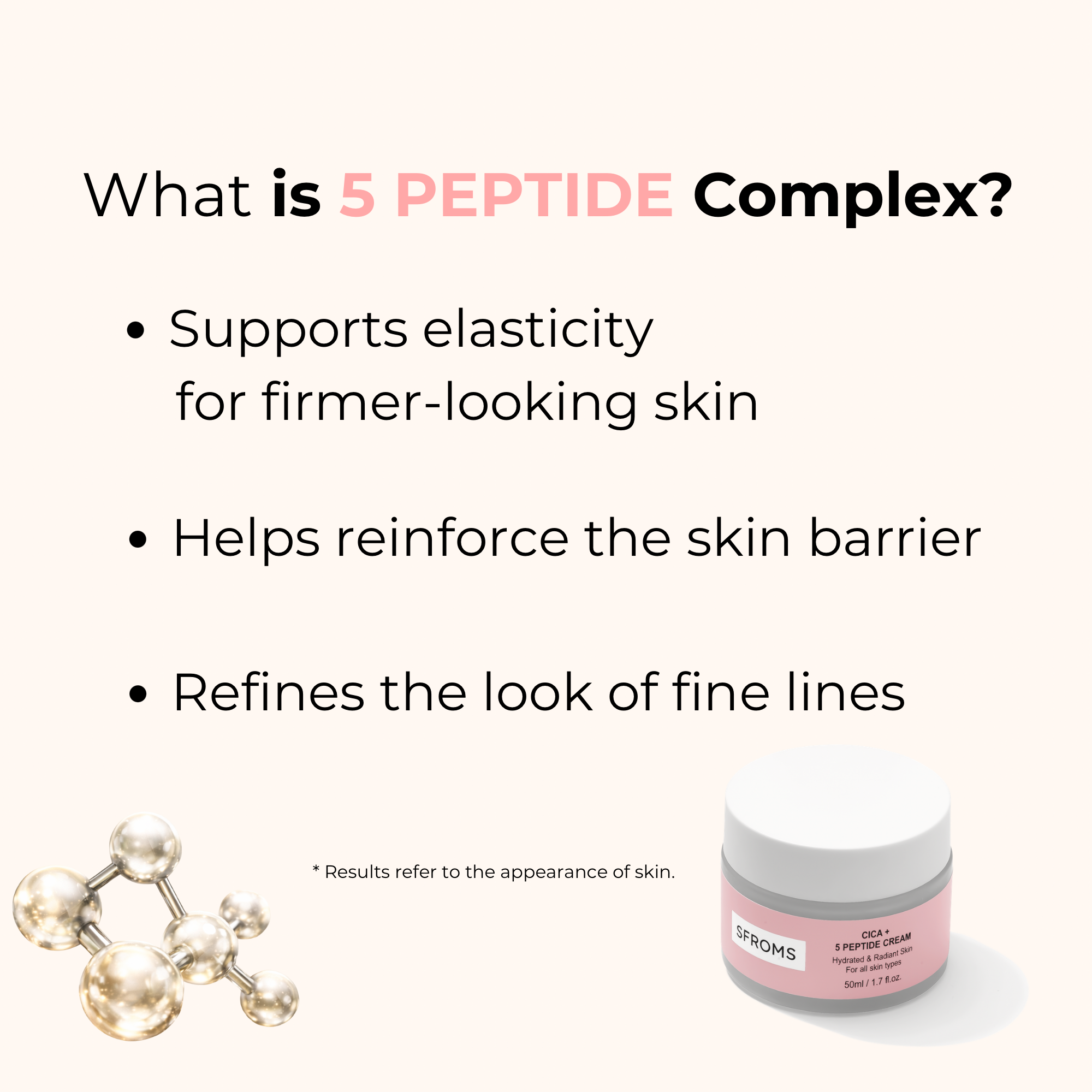 Cica + 5 Peptide Cream – Firming & Repair Korean Skincare Moisturizer | SFROMS